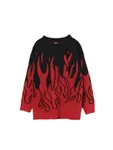 Dwukolorowy sweter z motywem płomieni