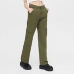 Spodnie straight fit z kieszeniami cargo khaki - Khaki
