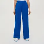 Kobaltowe spodnie wide leg z wysokim stanem - Niebieski