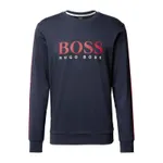 BOSS Bluza o kroju regular fit z nadrukiem z logo i paskami w kontrastowym kolorze