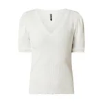 Pieces T-shirt z prążkowaną fakturą model ‘Pcluca’
