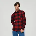 Flanelowa koszula w czerwono-czarną kratę - Bordowy