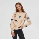 Beżowa bluza w koty - Kremowy