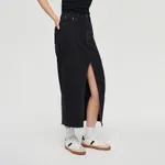 Jeansowa spódnica midi z wysokim stanem czarna - Czarny
