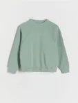 Bluza o luźnym kroju, wykonana z ciepłej dzianiny z bawełną. - zielony