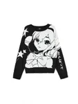 Czarny sweter z motywem mangi