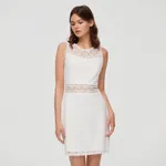 Koronkowa sukienka mini biała - Kremowy
