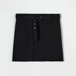 Spódnica mini z paskiem - Czarny