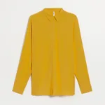 Gładka koszula z wiskozy musztardowa - Żółty