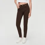 Brązowe jeansy skinny fit ze średnim stanem - Brązowy