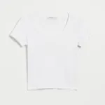 Dopasowana koszulka ze strukturalnej dzianiny biała - Biały