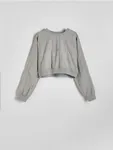 Bluza o krótszym, swobodnym fasonie, wykonana z łączonych materiałów. - jasnoszary
