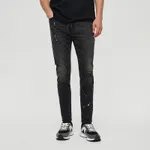 Czarne jeansy skinny fit paint splash vintage - Czarny