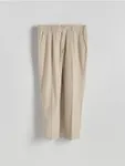 Spodnie garniturowe o dopasowanym kroju z kolekcji PREMIUM, wykonane z tkaniny z wiskozą. - beżowy
