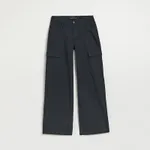 Spodnie wide leg z kieszeniami cargo czarne - Czarny
