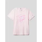 Tommy Hilfiger Kids T-shirt z błyszczącym napisem