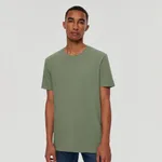 Gładka koszulka slim fit oliwkowa - Zielony