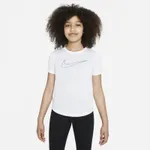 Koszulka treningowa z krótkim rękawem dla dużych dzieci (dziewcząt) Nike Dri-FIT One - Biel