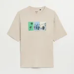 Luźna koszulka z nadrukiem beżowa - Kremowy