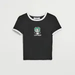 Krótka koszulka z haftem I Love Frogs czarna - Czarny