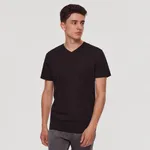 Gładka koszulka Basic czarna - Czarny