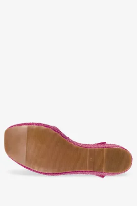 Fuksjowe sandały skórzane espadryle na koturnie z ozdobą produkt polski casu 2485