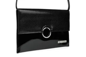 Czarna oryginalna damska torebka kopertówka na pasku usztywniana W63 czarny
