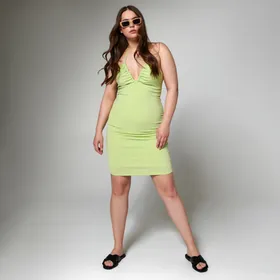 Sukienka mini z wiązaniem - Zielony