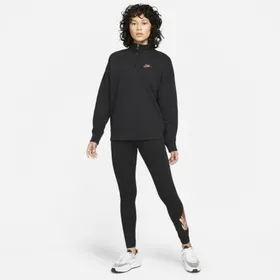 Damska dzianinowa bluza z zamkiem 1/4 Nike Sportswear - Czerń