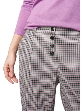 Spodnie - Mom fit - w kolorze beżowym ze wzorem