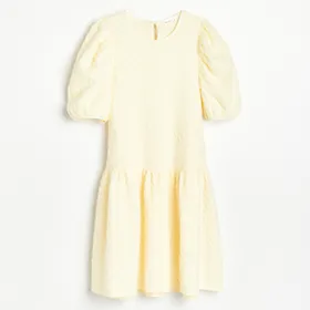 Sukienka ze strukturalnej dzianiny - Żółty