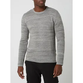 !Solid Sweter z prążkowaną fakturą model ‘Struan’