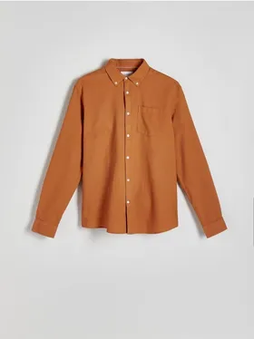 Koszula o regularnym kroju, wykonana ze strukturalnej, bawełnianej tkaniny. - pomarańczowy