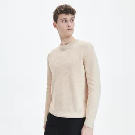 Sweter z półokrągłym dekoltem - Beżowy