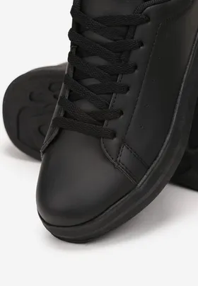Czarno-Złote Klasyczne Sneakersy z Niską Cholewką Bibijane