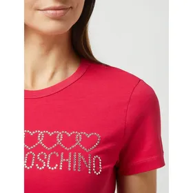 Love Moschino T-shirt z logo z kamieni stras