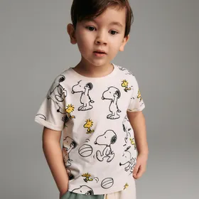 Bawełniany t-shirt Snoopy - Kremowy