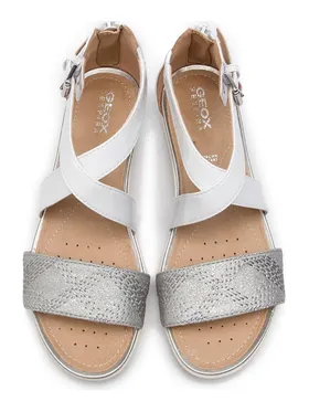 Skórzane sandały "Sanvega" w kolorze biało-srebrnym