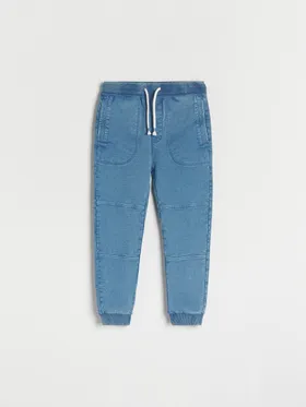 Dresowe spodnie z efektem sprania - Niebieski