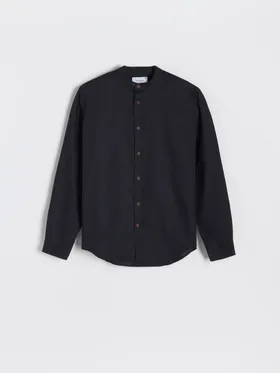 Bawełniana koszula slim fit - Czarny