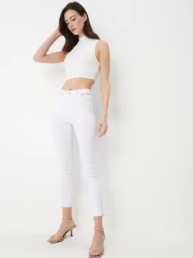 Białe spodnie skinny - Biały