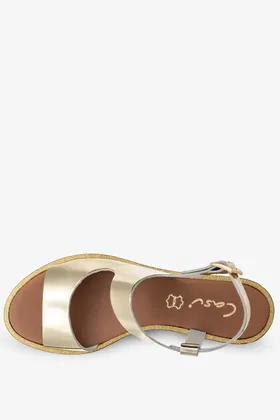 Złote sandały skórzane damskie płaskie lustrzane produkt polski casu 2675-703
