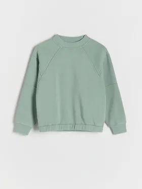 Bluza o luźnym kroju, wykonana z ciepłej dzianiny z bawełną. - zielony