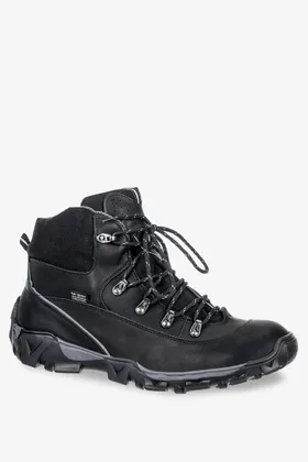Czarne buty trekkingowe sznurowane waterproof polska skóra windssor tr-2