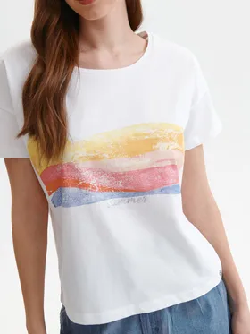 T-shirt damski z kolorowym nadrukiem
