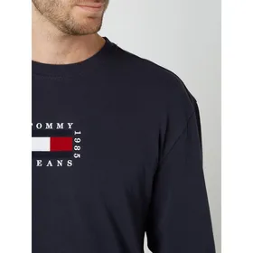 Tommy Jeans Bluzka z długim rękawem i nadrukiem flokowym z logo