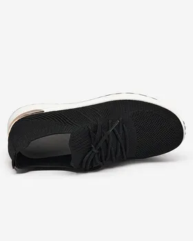 Tkaninowe czarne sportowe buty damskie Ferroni- Obuwie - Czarny