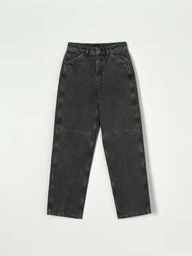Spodnie jeansowe z ozdobnymi przeszyciami, uszyte w 100% z bawełny. - szary