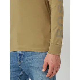 BOSS Casualwear Bluzka z długim rękawem z detalami z logo model ‘Flash’