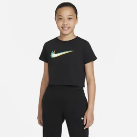 Krótki T-shirt do tańca dla dużych dzieci (dziewcząt) Nike Sportswear - Czerń